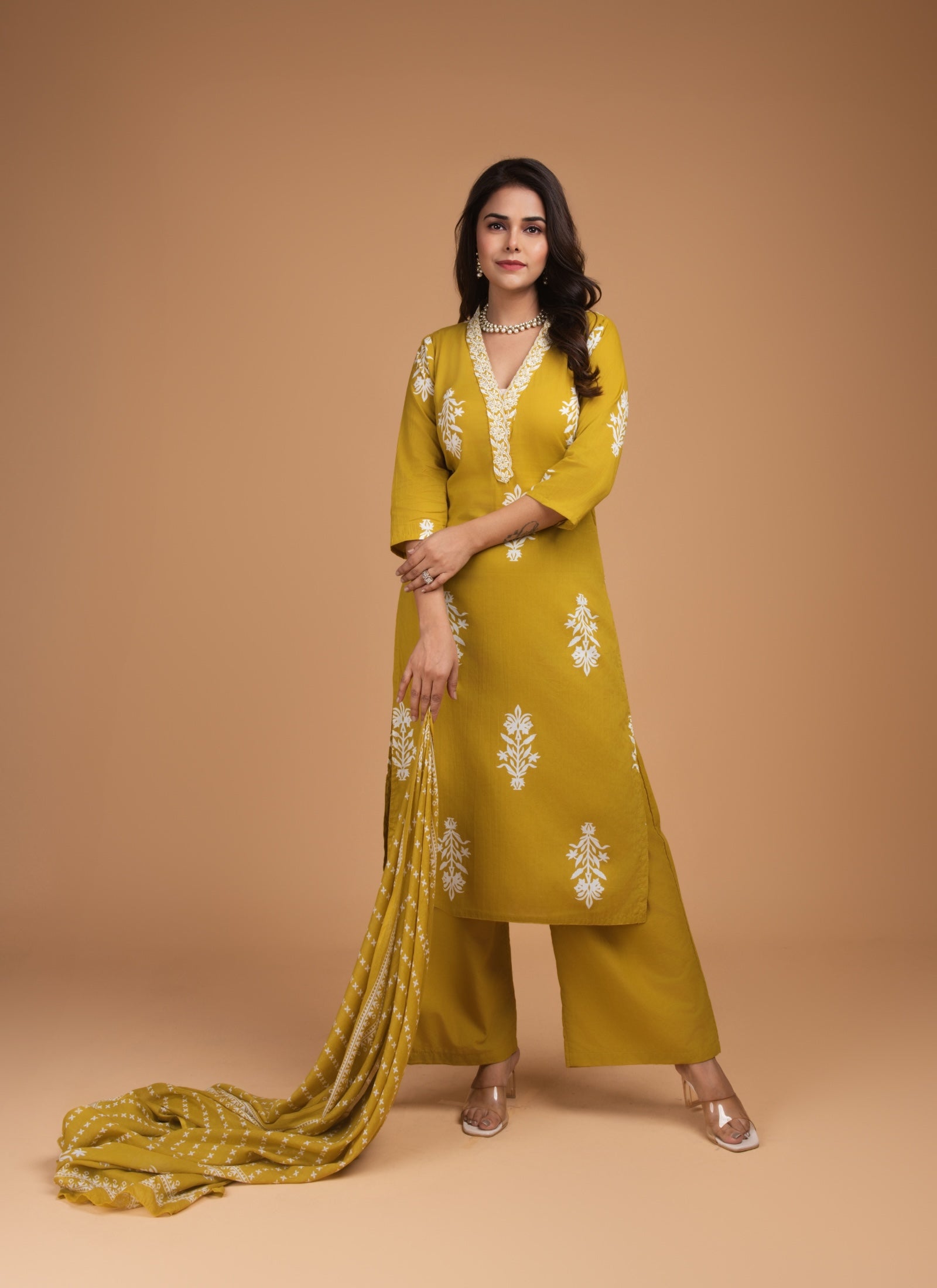 Mustard Blossom Embroidered Set