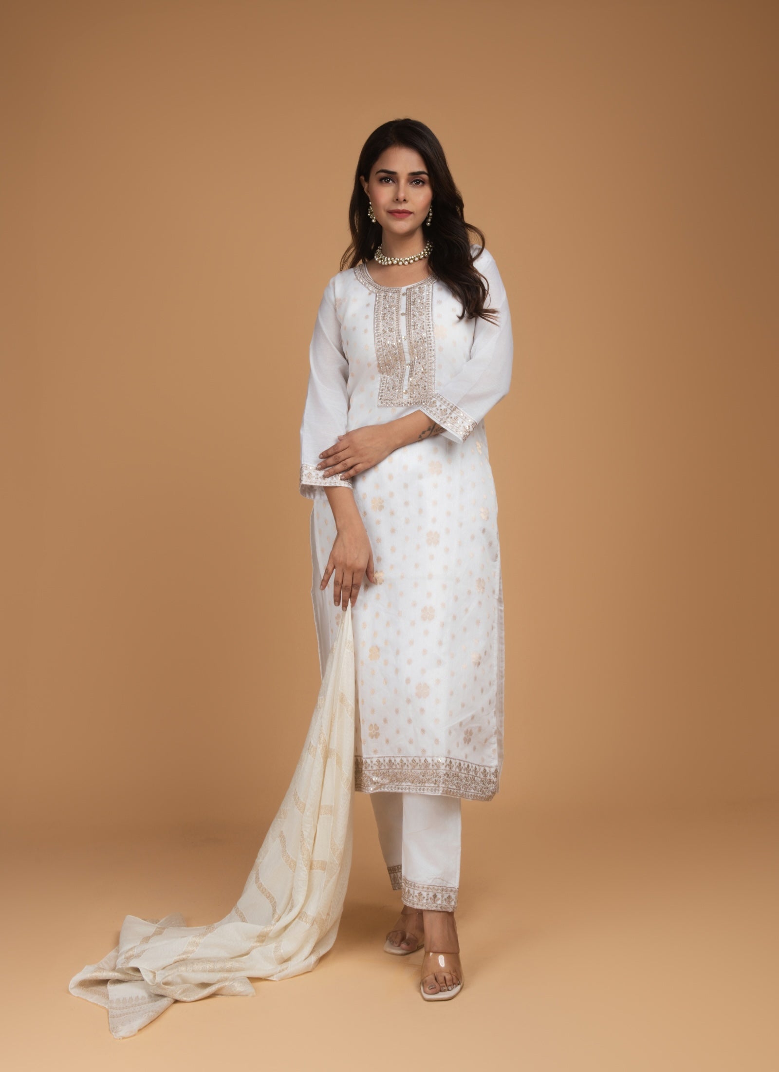 Ivory Elegance Embroidered Set
