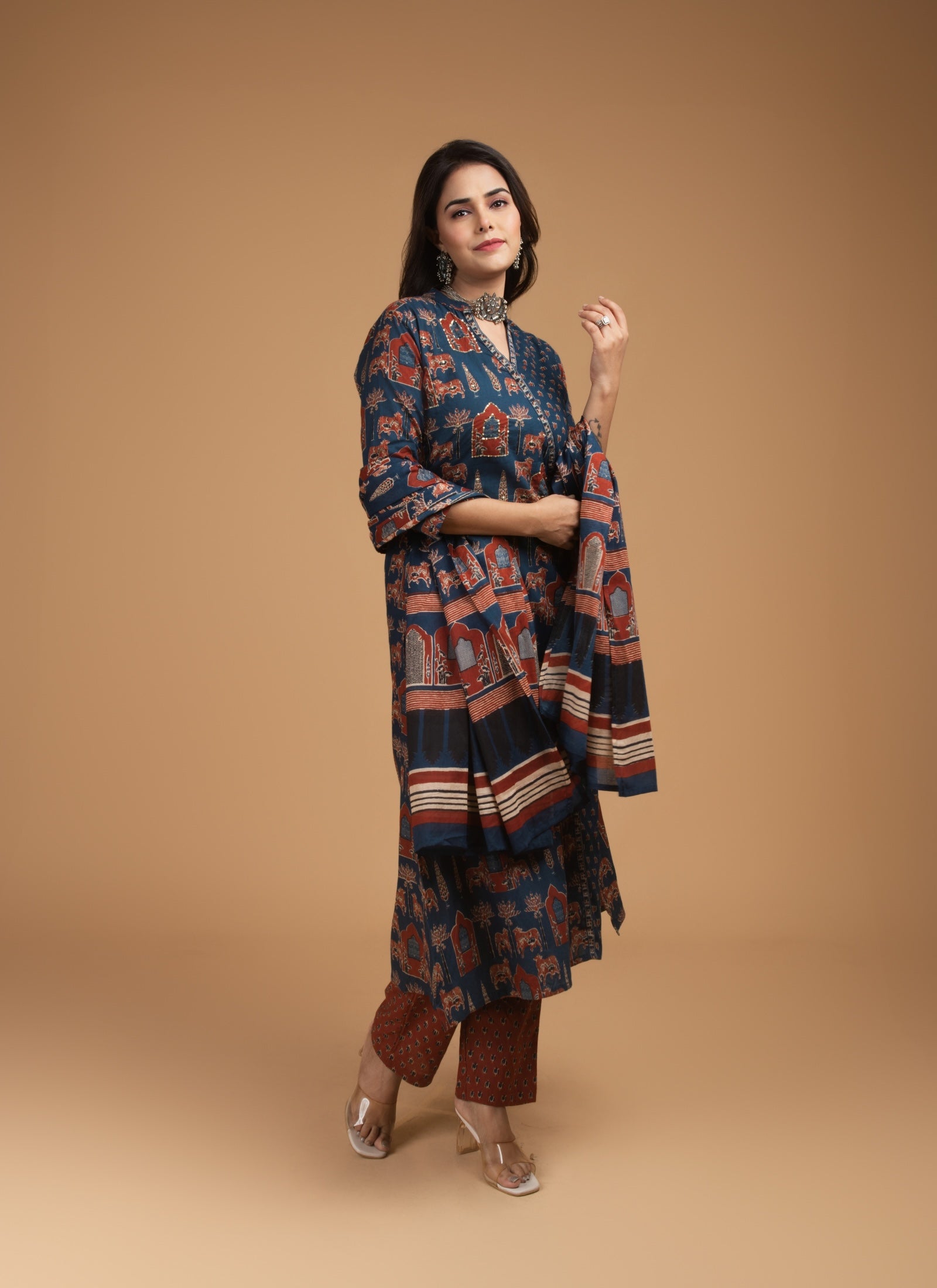 Indigo Caravan 3-Piece Anarkali Set