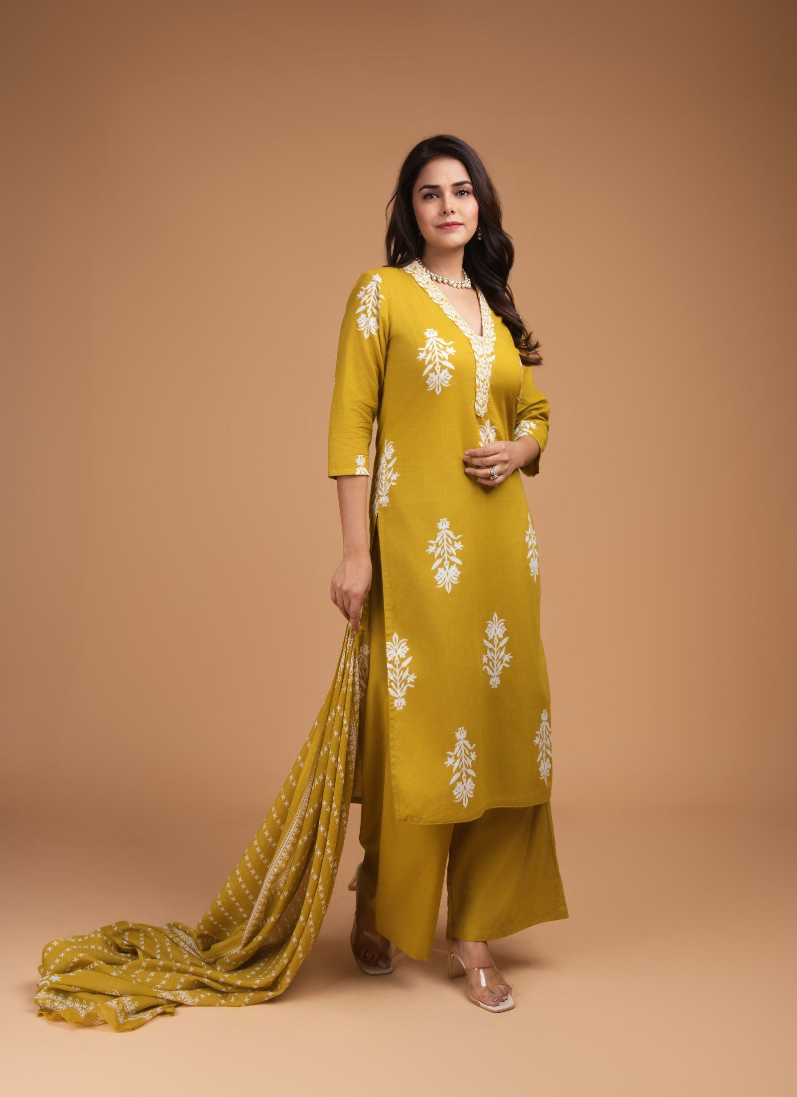 Mustard Blossom Embroidered Set