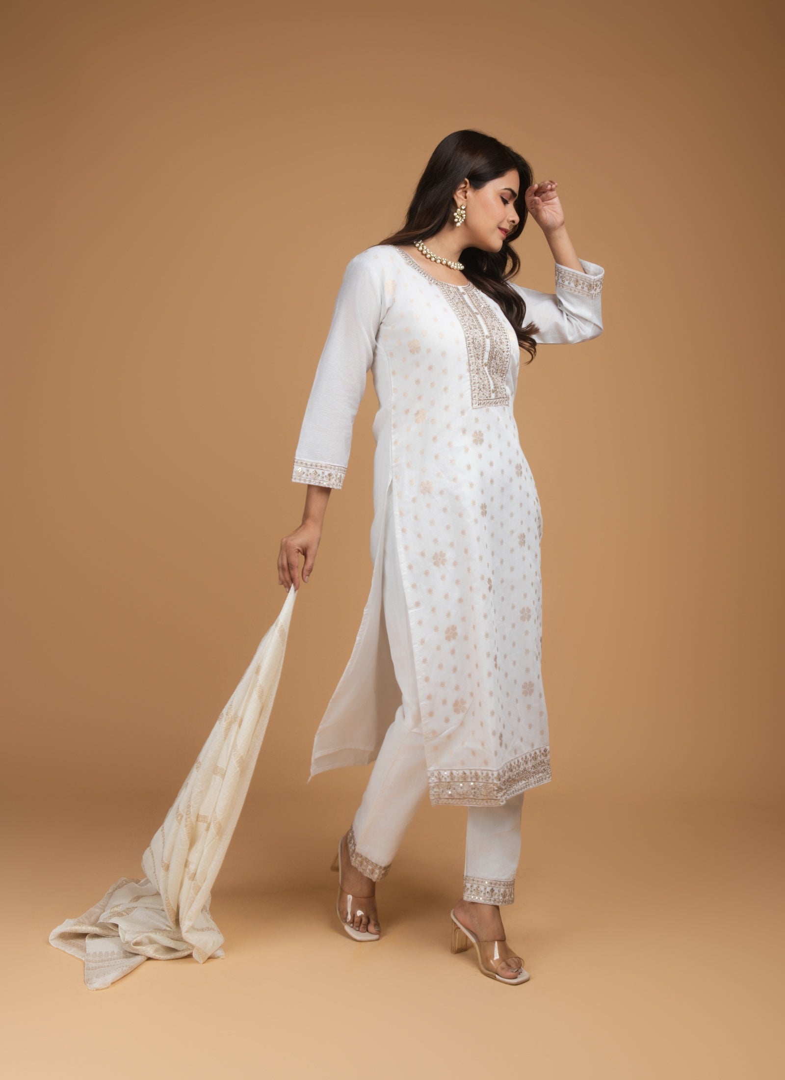 Ivory Elegance Embroidered Set