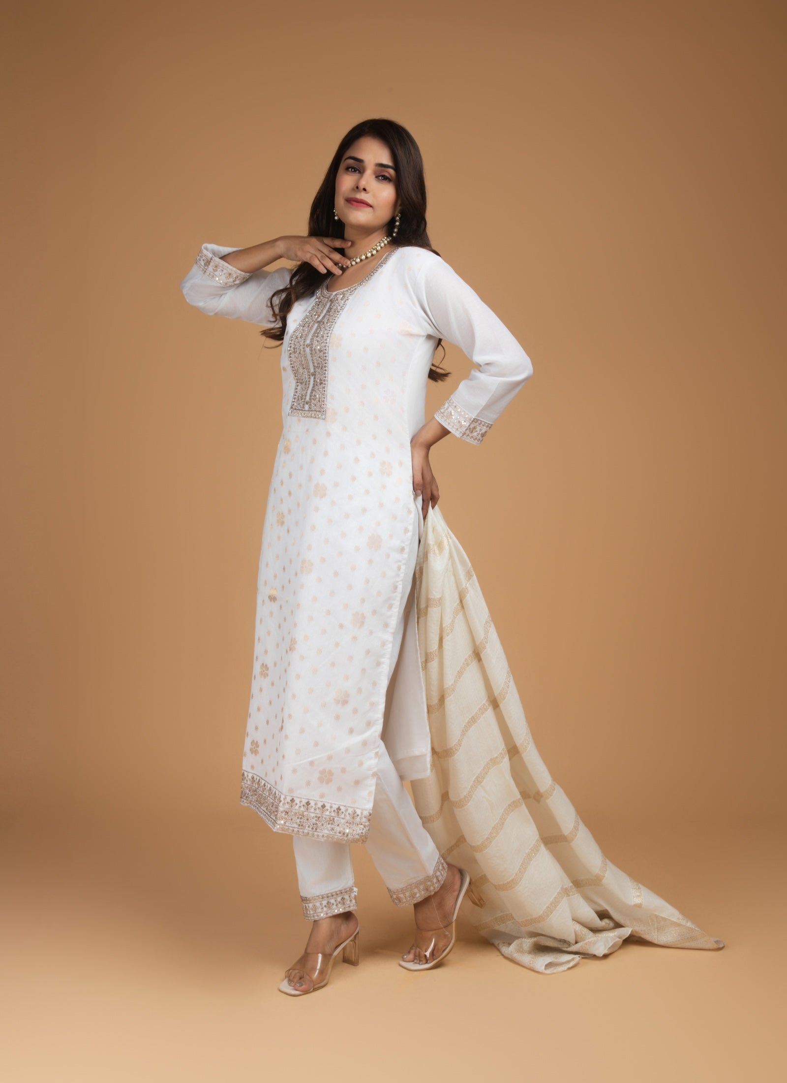 Ivory Elegance Embroidered Set