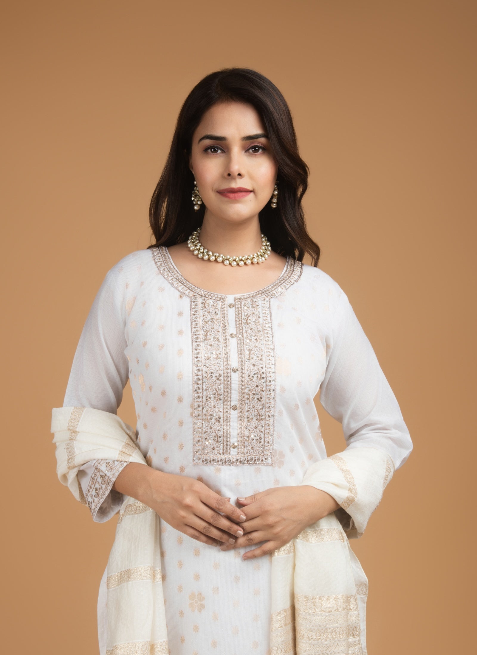 Ivory Elegance Embroidered Set