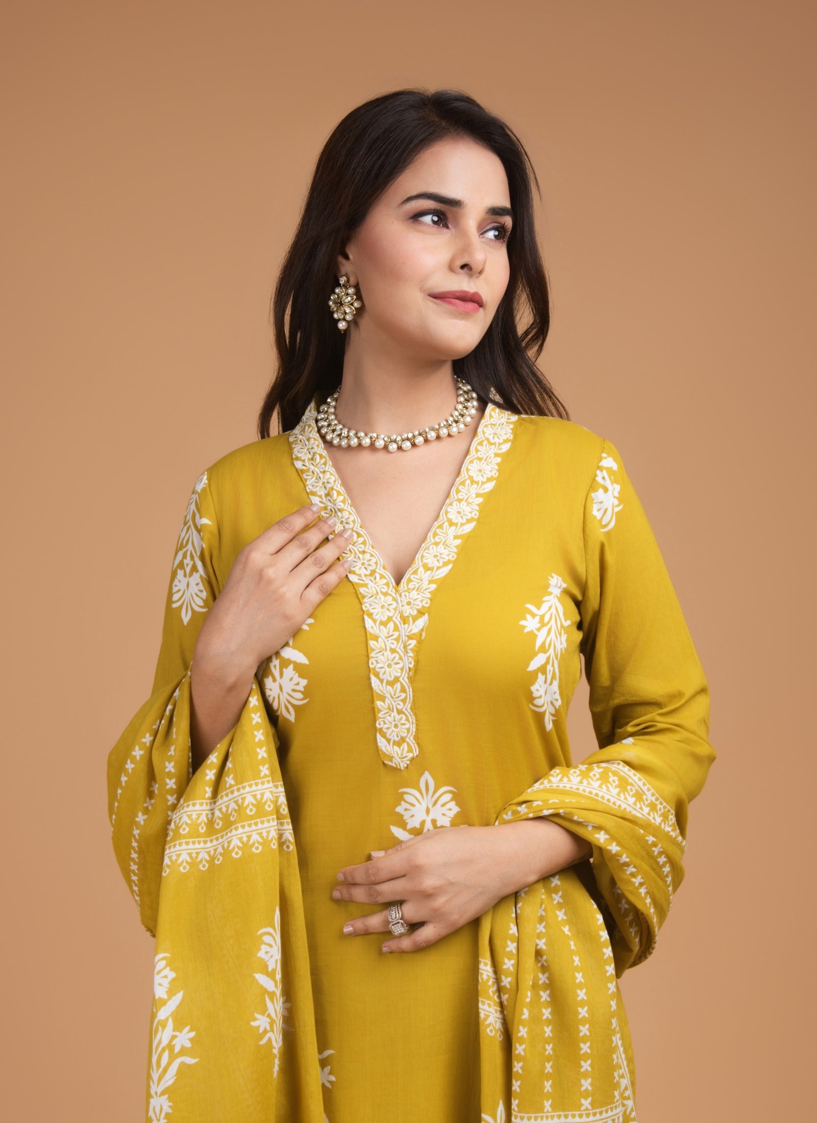 Mustard Blossom Embroidered Set