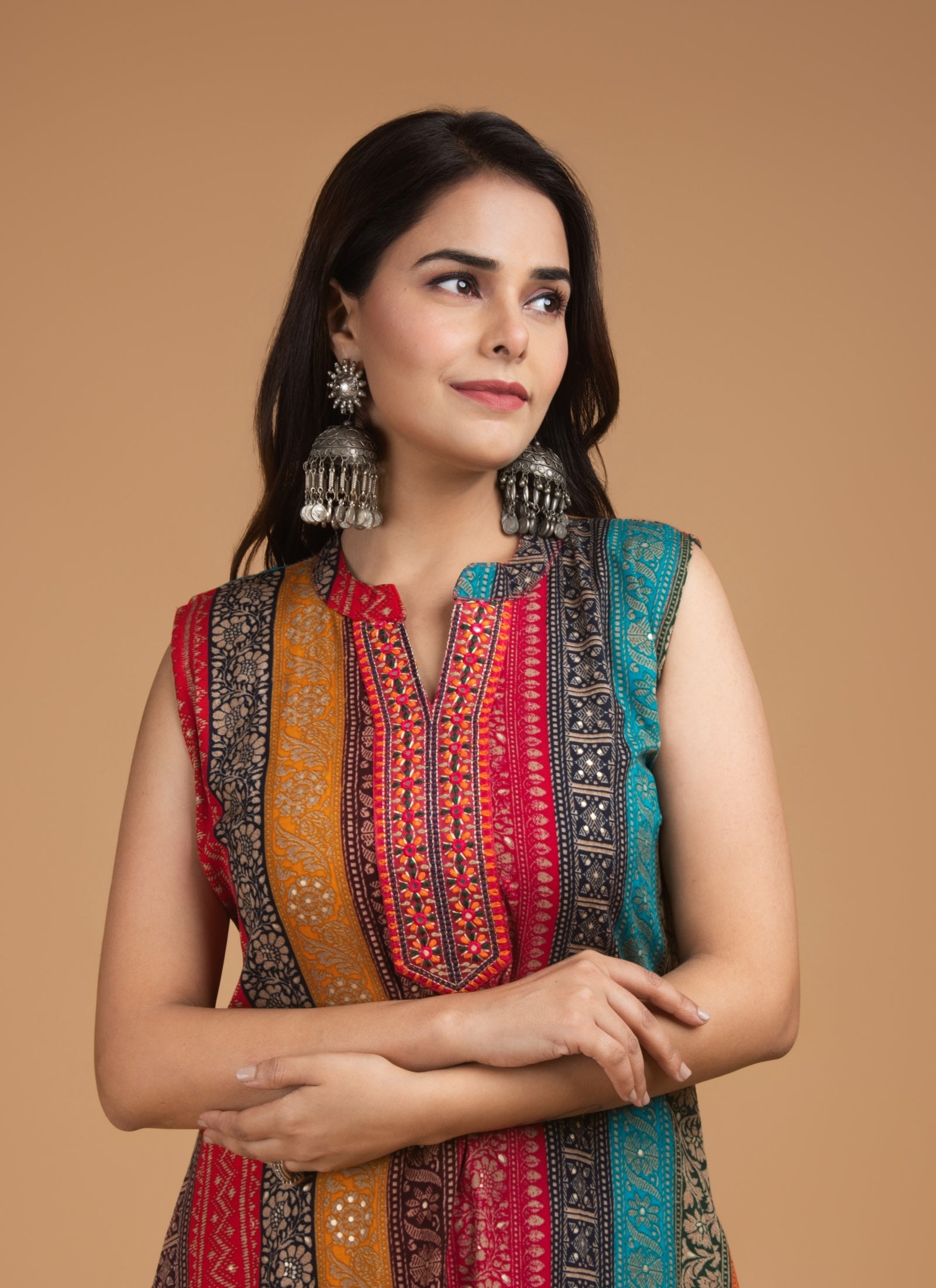 Rajasthani Stripes Sleeveless Set