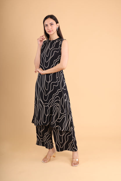 Black Abstract Print Co-ord Set