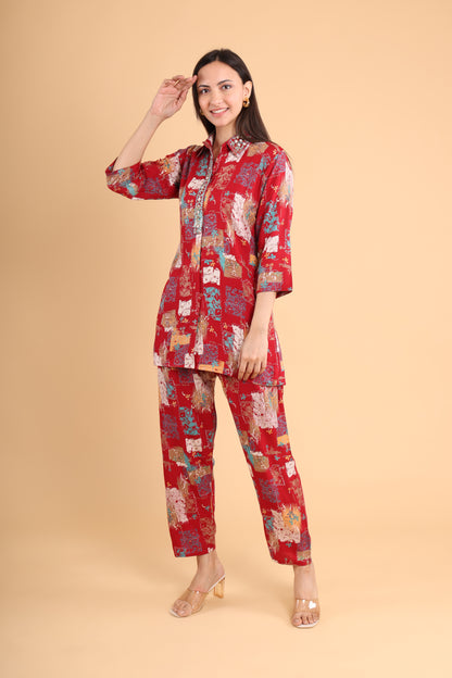 Scarlet Patchwork Printed Co-Ord Set