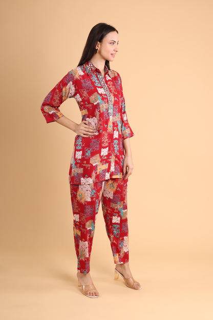 Scarlet Patchwork Printed Co-Ord Set