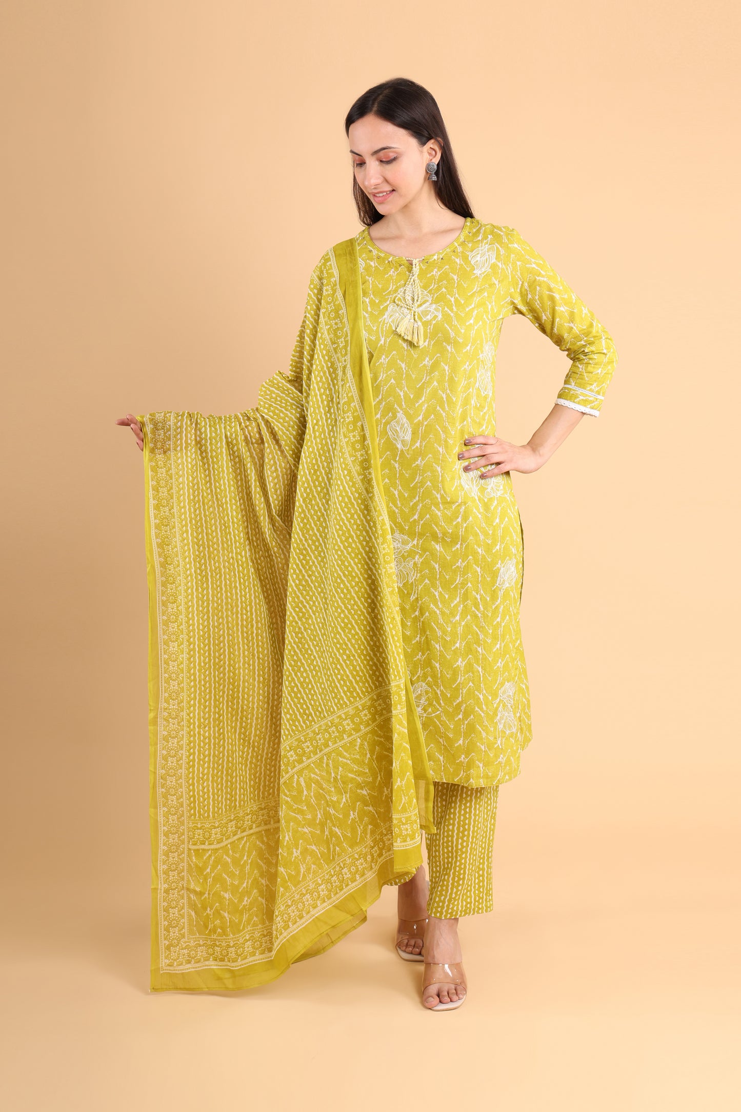 Elegant Mustard Yellow Kurti Set with Dupatta