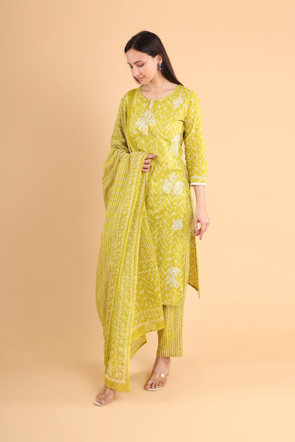 Elegant Mustard Yellow Kurti Set with Dupatta