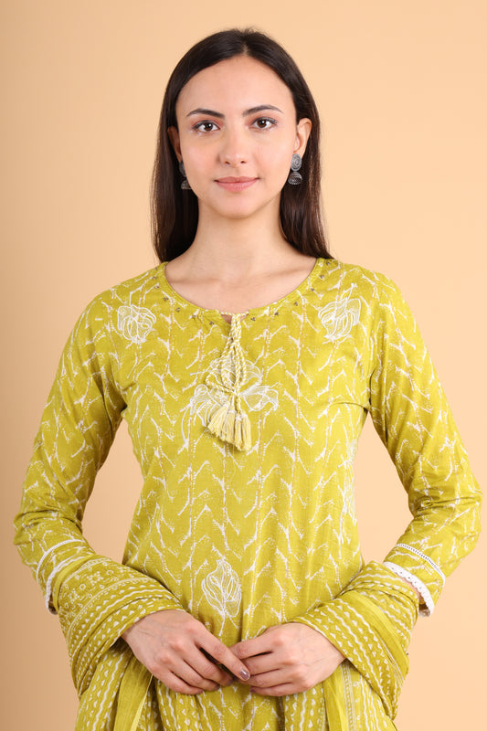 Elegant Mustard Yellow Kurti Set with Dupatta