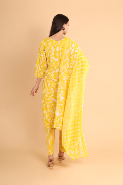 Radiant Yellow Kurti Set with Dupatta