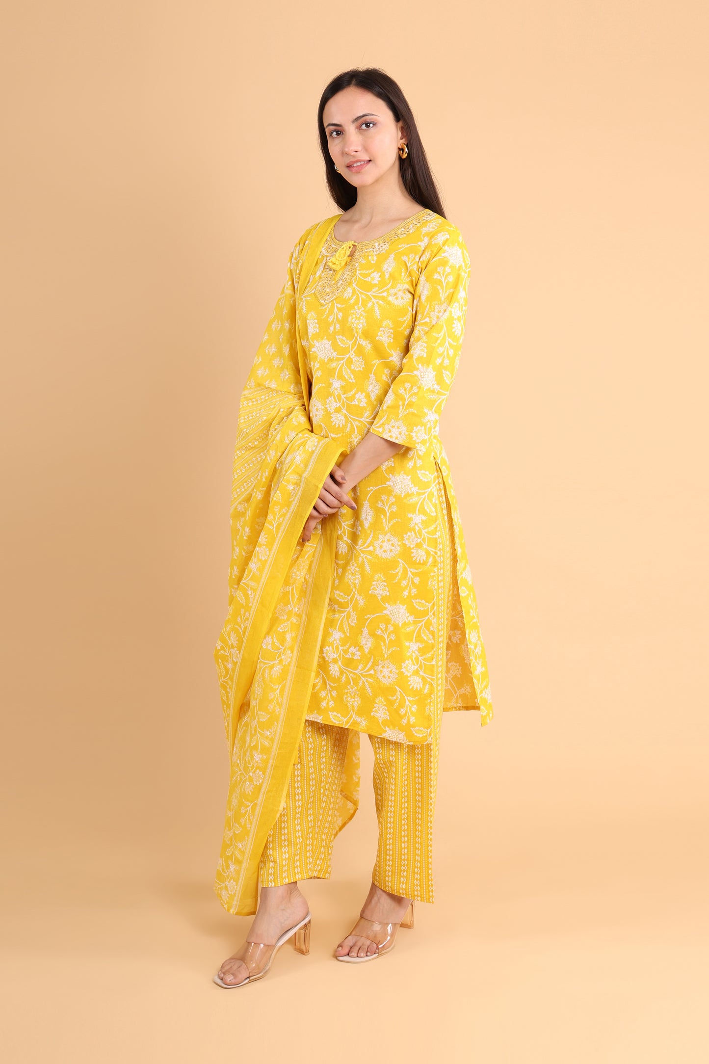 Radiant Yellow Kurti Set with Dupatta