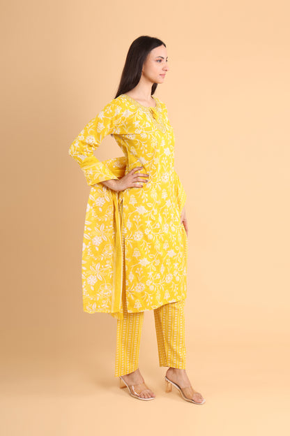 Radiant Yellow Kurti Set with Dupatta