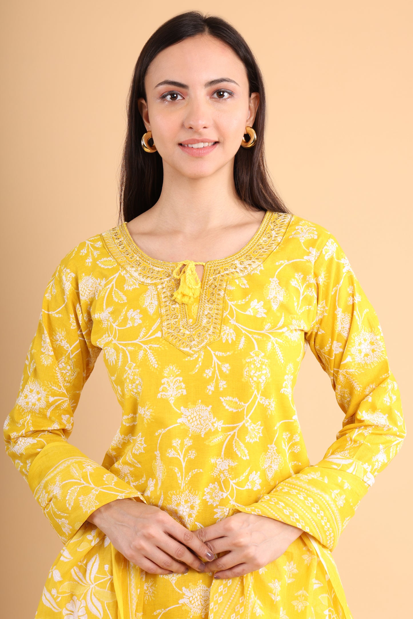 Radiant Yellow Kurti Set with Dupatta